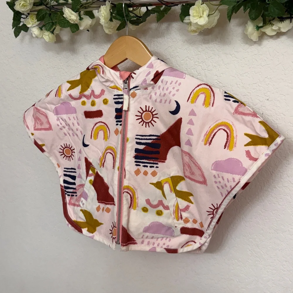 OshKosh • Reversible Rain Poncho with Colorful Boho Western Aztec Rainbow Print